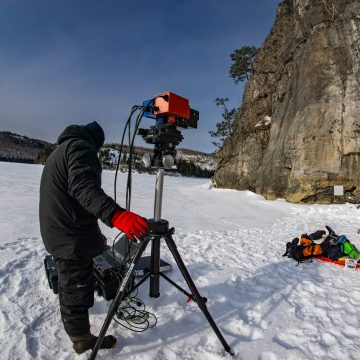 Caméra hyperspectrale sur trépied